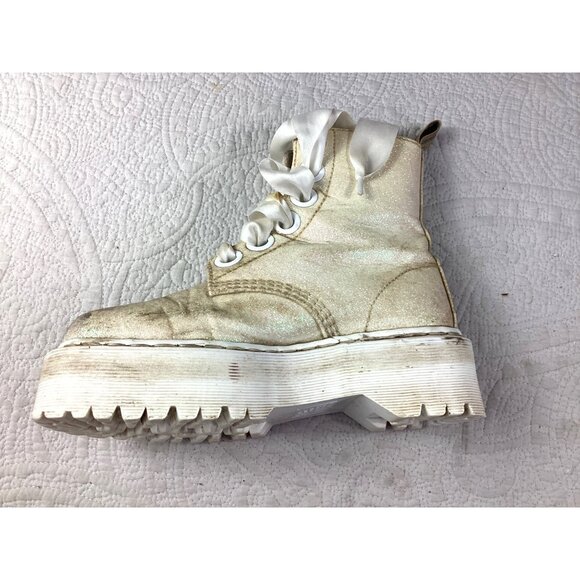 Dr. Doc Martens Womens Molly Glitter Platform Boots W/ White Satin Laces*size 6 - Picture 4 of 16